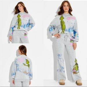 Grinch Graphic Sweatshirt and Pants Set